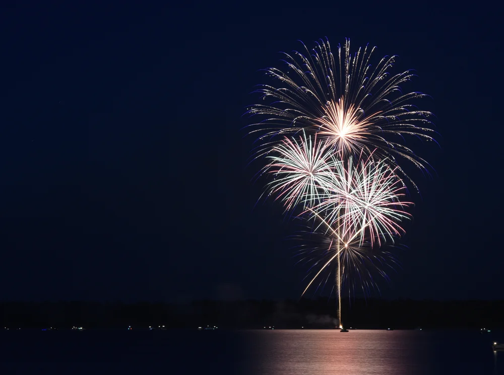 Fourth of July fireworks over Lake Bemidji. 