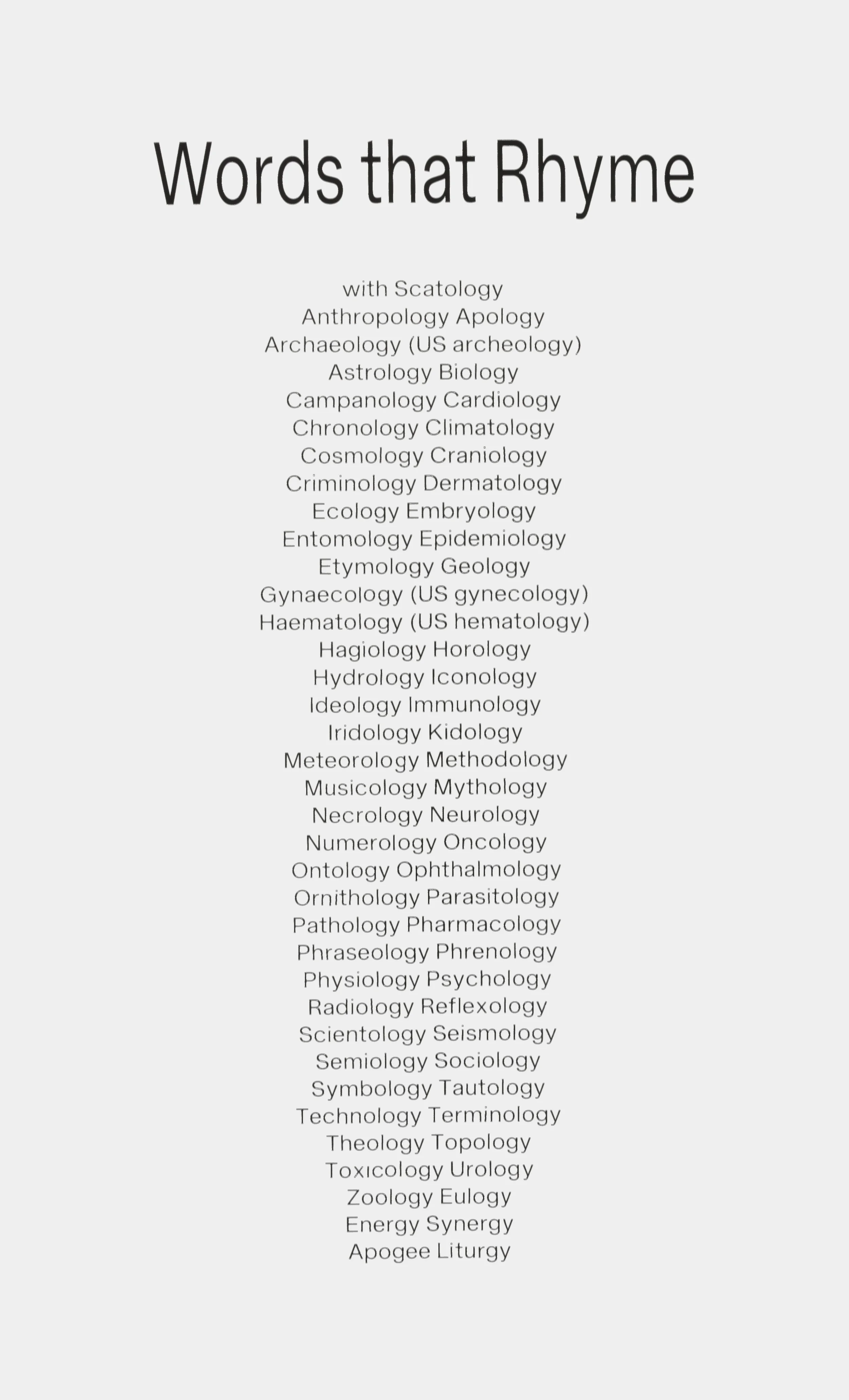 Rhymes with Scatology