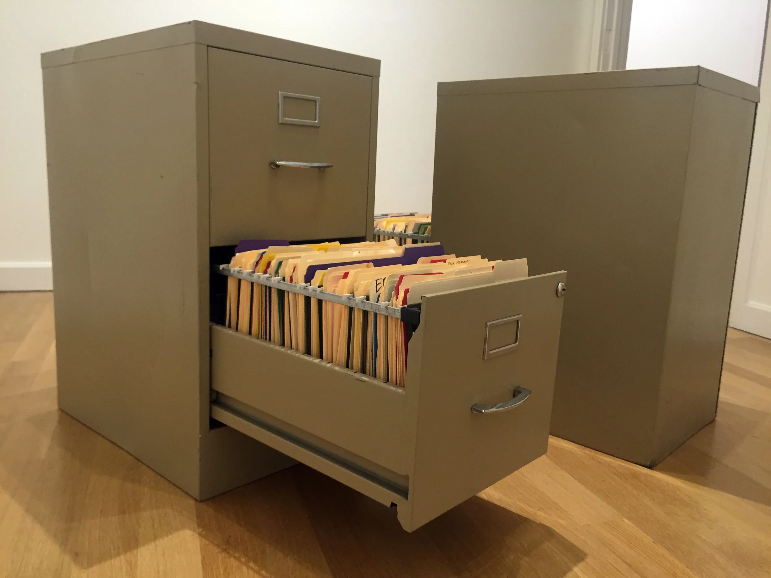 File Cabinet Full of Rorschach Blots Made with Acrylic Paint the Color of My Skin Inside File Folders