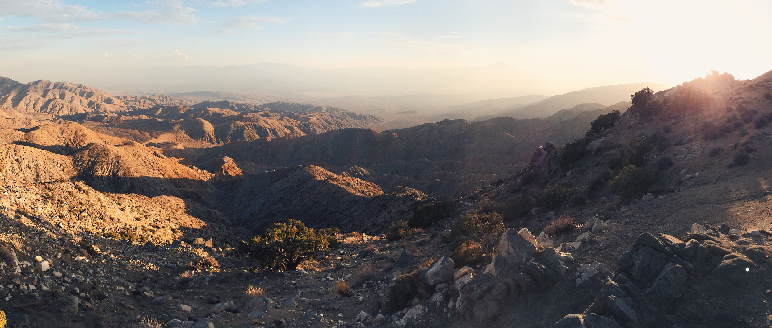 The view of Coachella Valley and the San Andreas Fault from a crest on the Little San Bernardino Mountains (called Key’s View) inside the Joshua Tree National Park