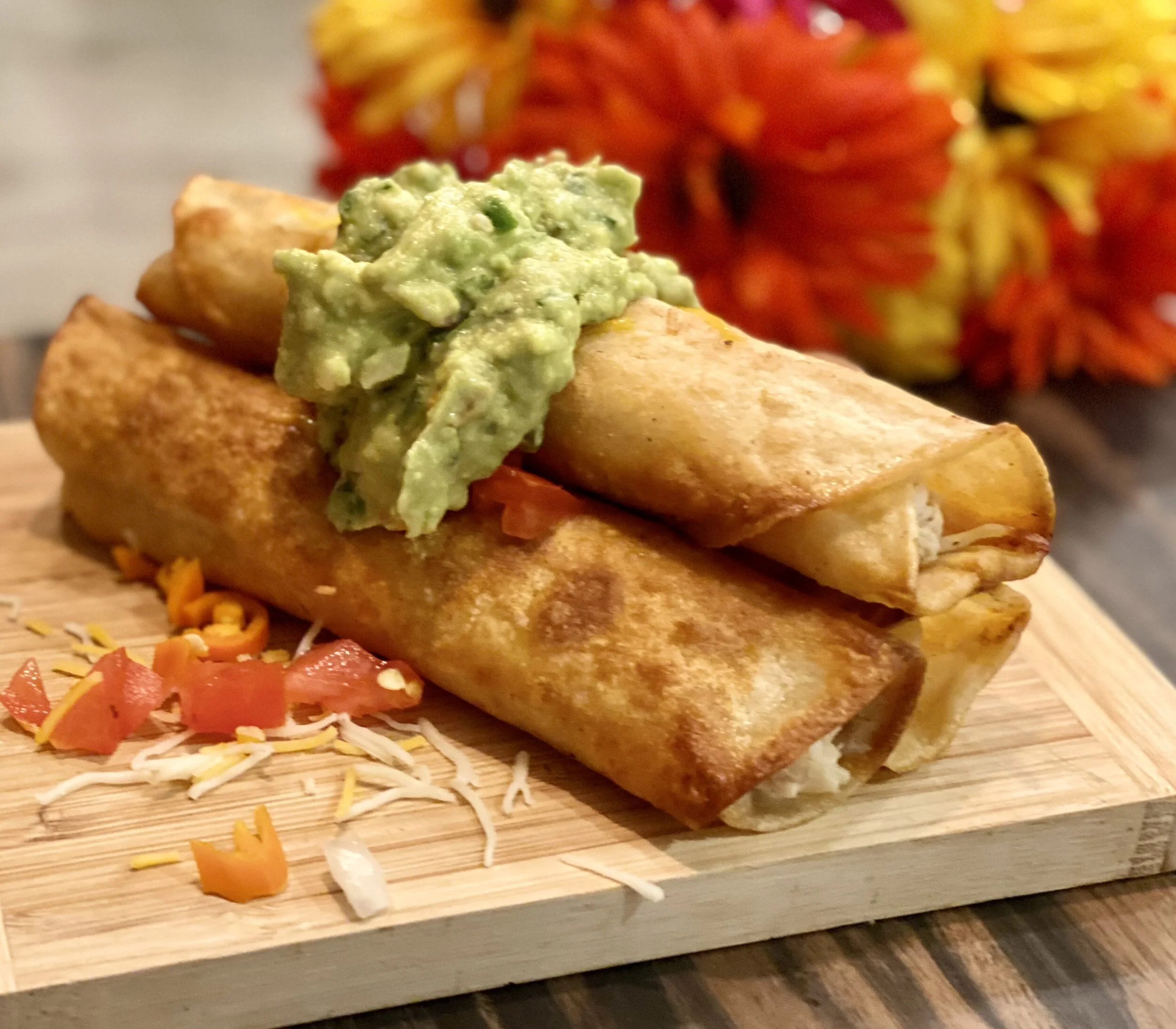 30 Minute Spicy Chicken Taquitos with Fire Roasted Poblano Peppers