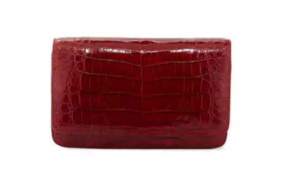 Nancy Gonzalez Crocodile Clutch Bag with Strap, Red