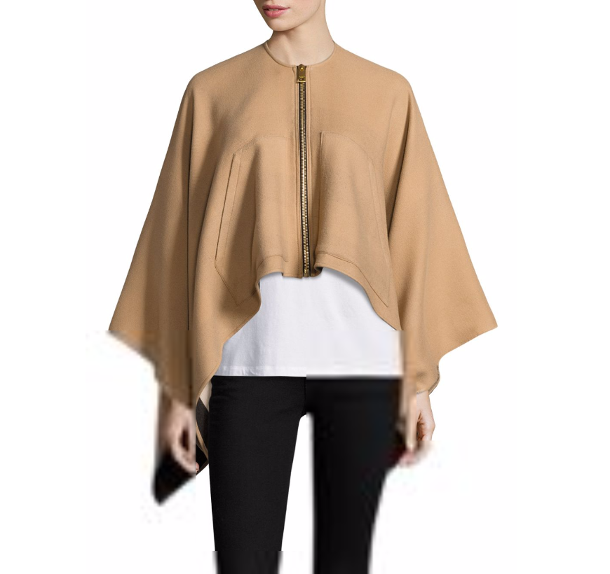 Burberry Merino Wool Zip Poncho