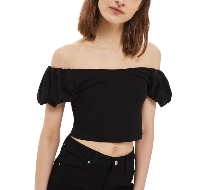 Topshop Bubble Off the Shoulder Crop Top