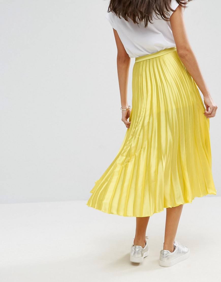 ASOS Satin Pleated Midi Skirt with Thigh Split