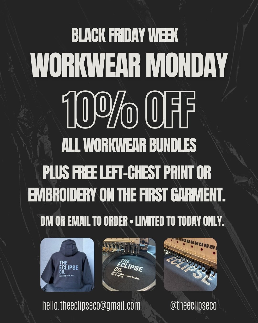 WORKWEAR MONDAY!!.. DM or email us to place your order with 10% off Workwear Bundles.. today only!! 🚨

10% off prices shown. You can select your colour of garment just enquire to see what&rsquo;s available!! Get in touch now!!

#workwear #bundles #b