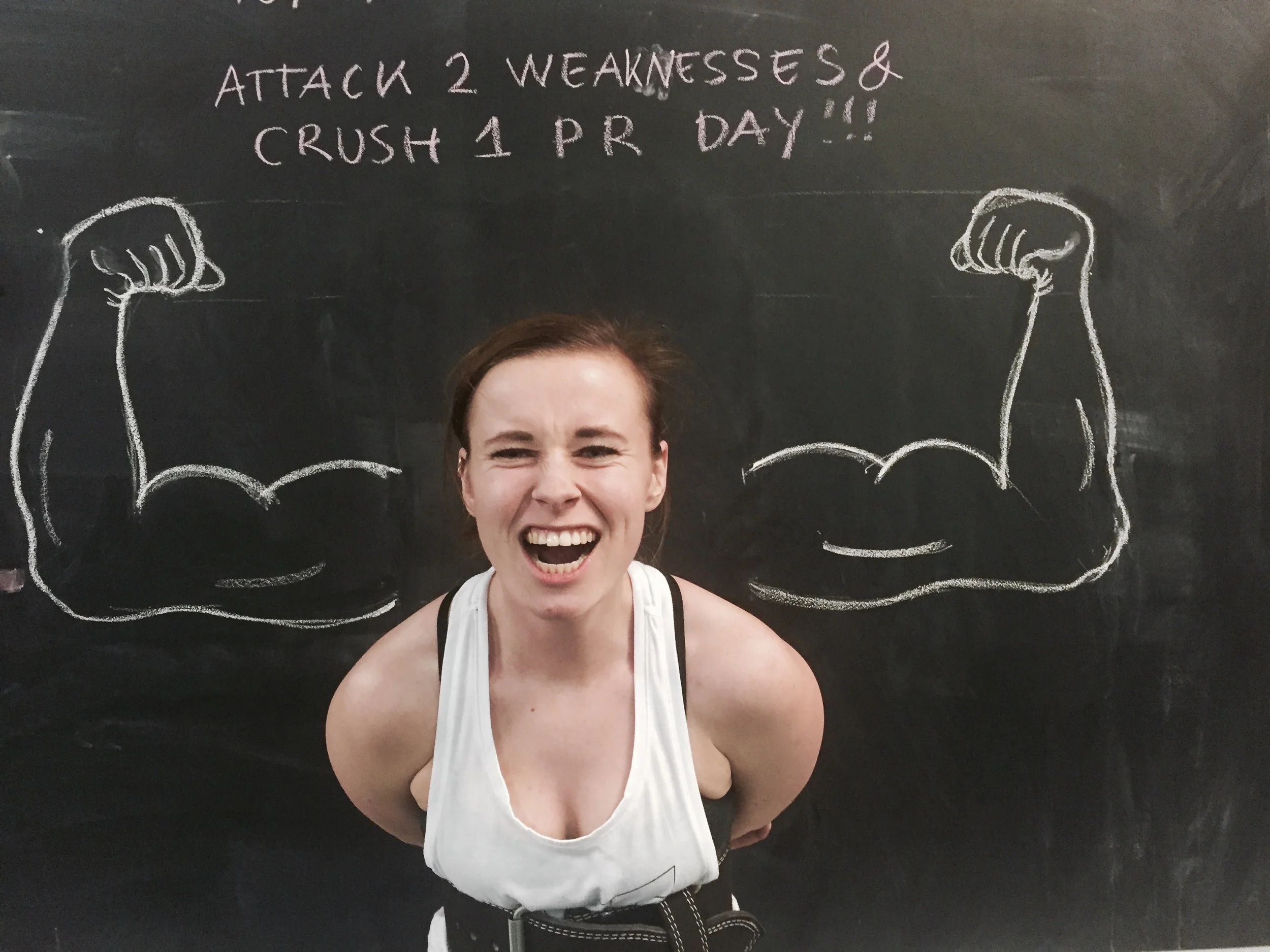 I just like this picture!!! By the way Vivian also broke her PR on the power clean without planning to do so! Did I tell you that I like this picture!!