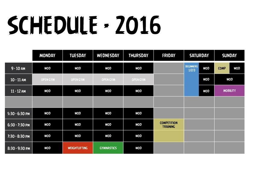 HOLIDAY SCHEDULE and NEW SCHEDULE 2016