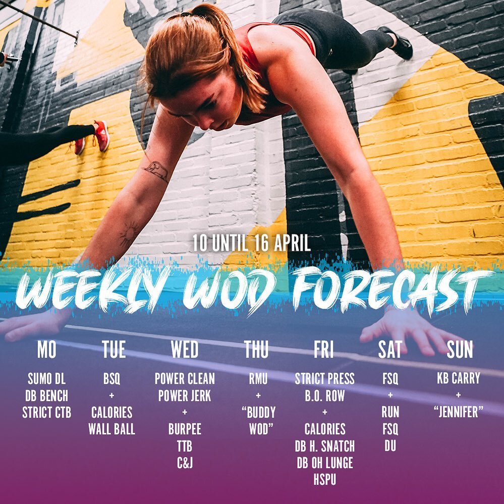 We are wishing you a Happy Easter tomorrow🐣
Enjoy your rest day and see you back on Monday for another awsome WOD week! 💪 #weeklywodforecast #crossfit #crossfitwod #workout