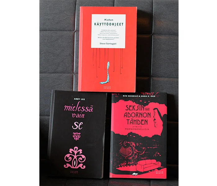 Miehen käyttöohjeet, Mielessä vain se, Seksin vai Adornon tähden (Basam Books): kansien graafinen suunnittelu ja kuvitukset.