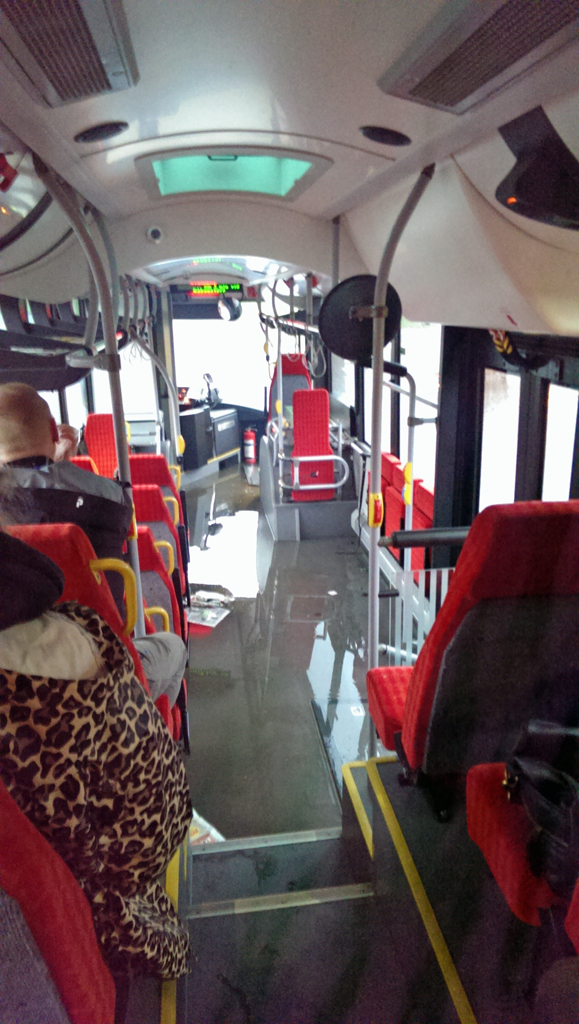 The water is beginning to pour into the bus...