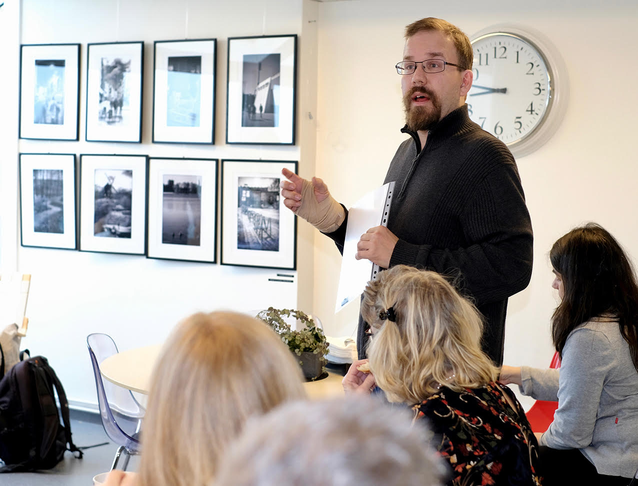 Me talking about the exhibition. Photo by Monica Grönlund