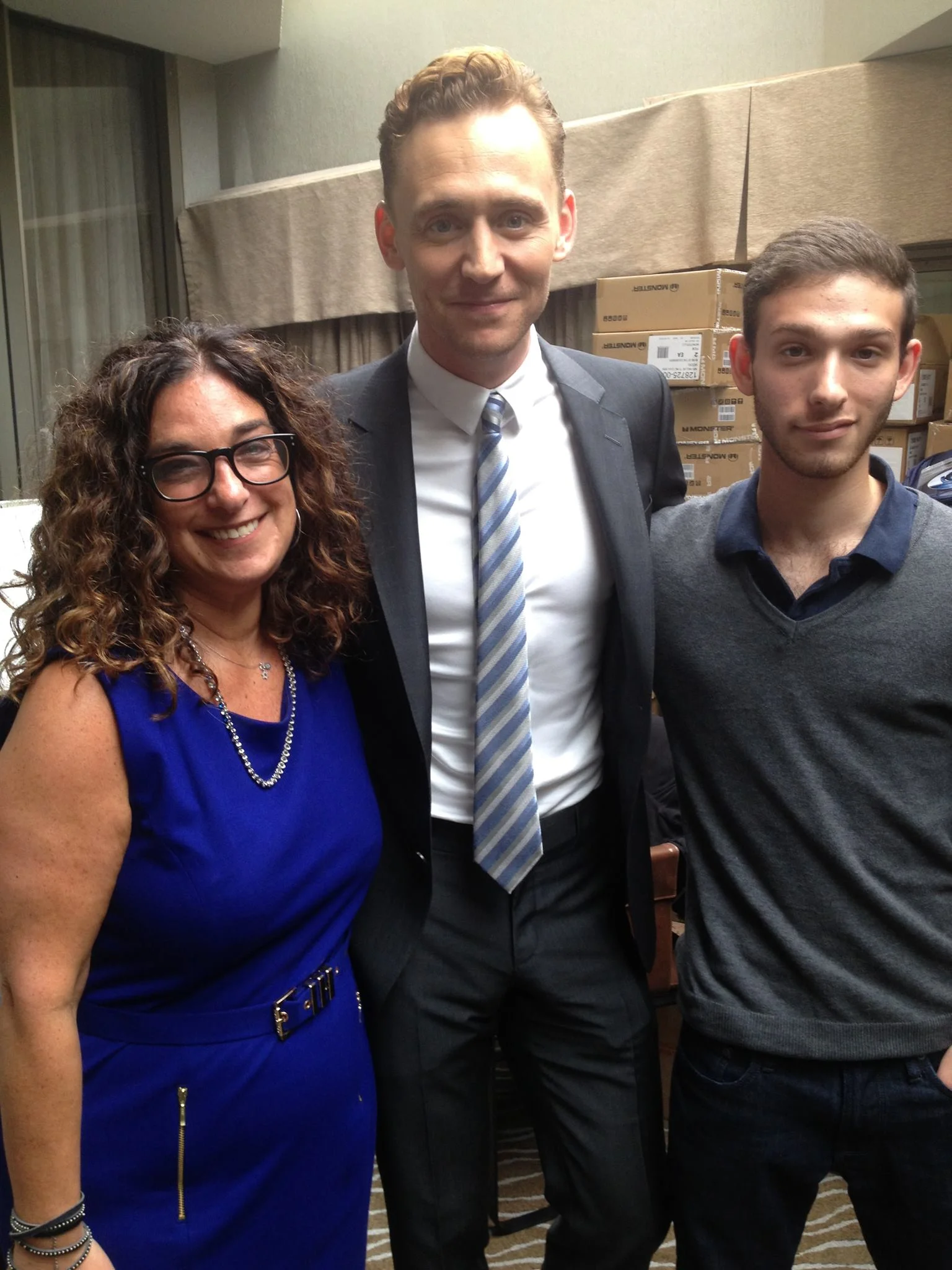 With the always lovely Tom HIddleston and my son, Jared