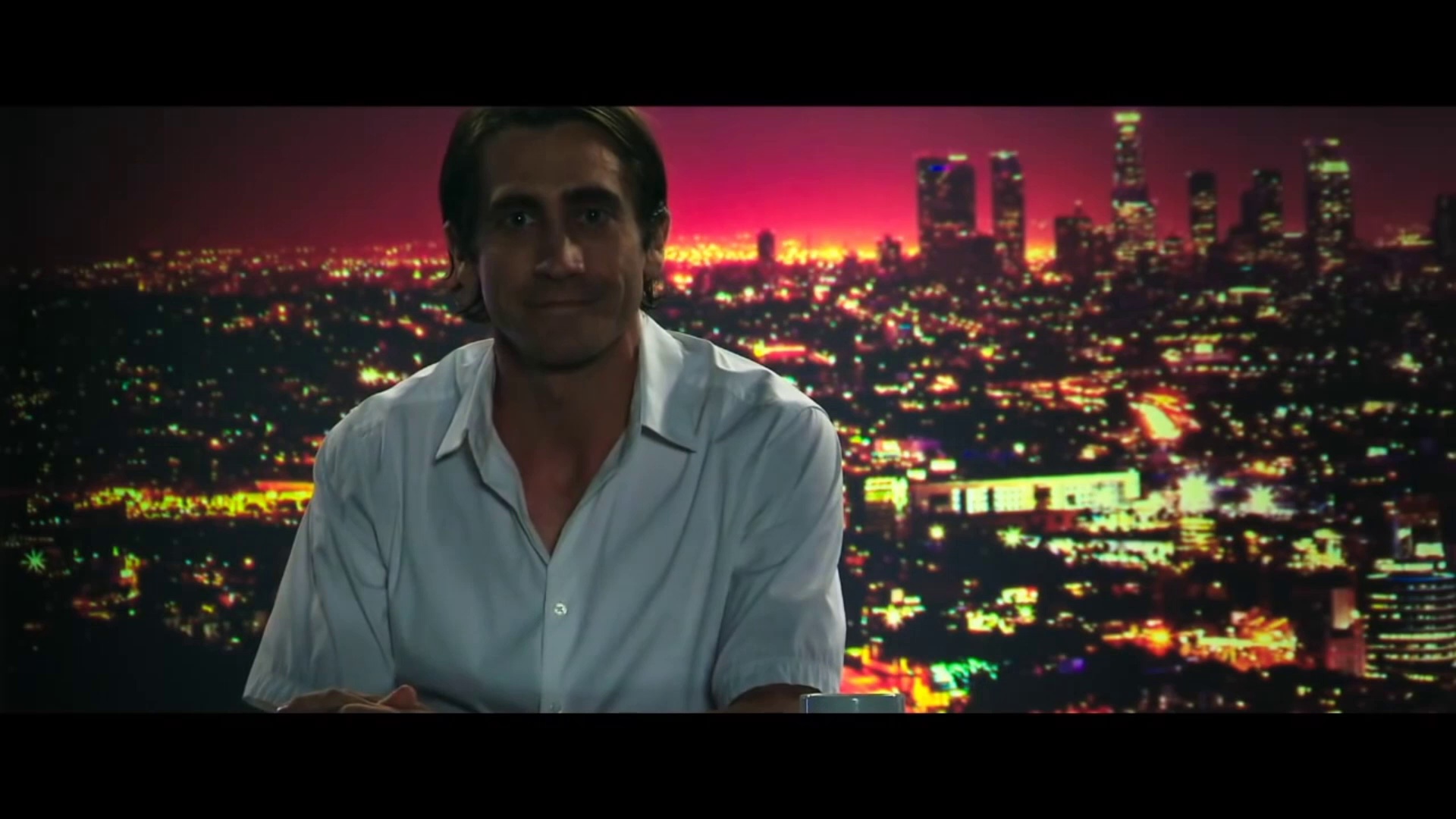 Jake Gyllenhaal as Lou Bloom in, Nightcrawler