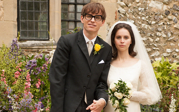 Eddie Redmayne and Felicity Jones as Stephen and Jane Hawking