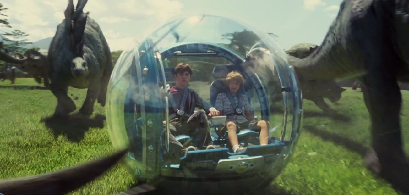 Nick Robinson and Ty Simpkins in the Gyrosphere