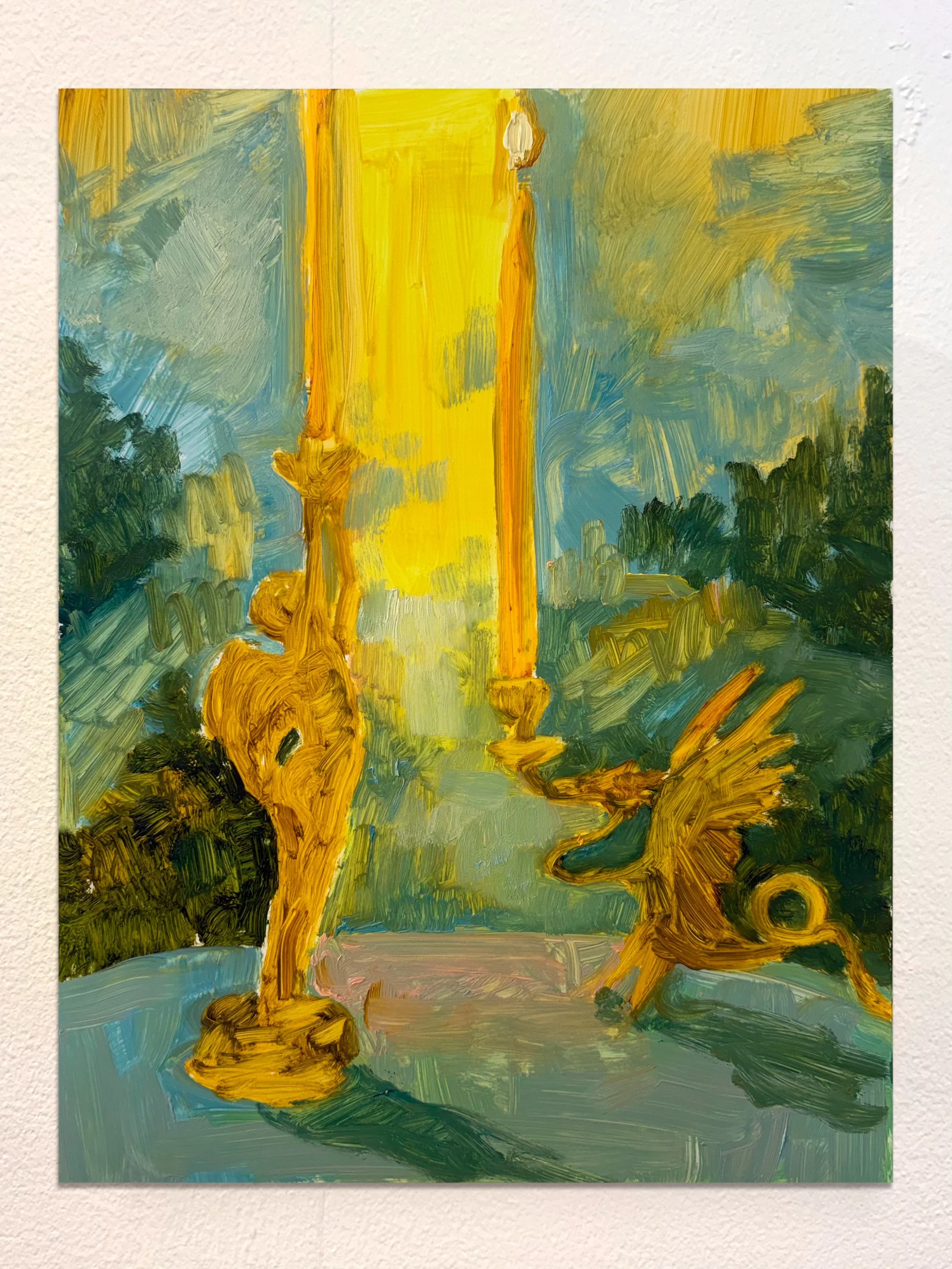 Mama's candelabras, 28 x 23 cm, oil on yupo paper