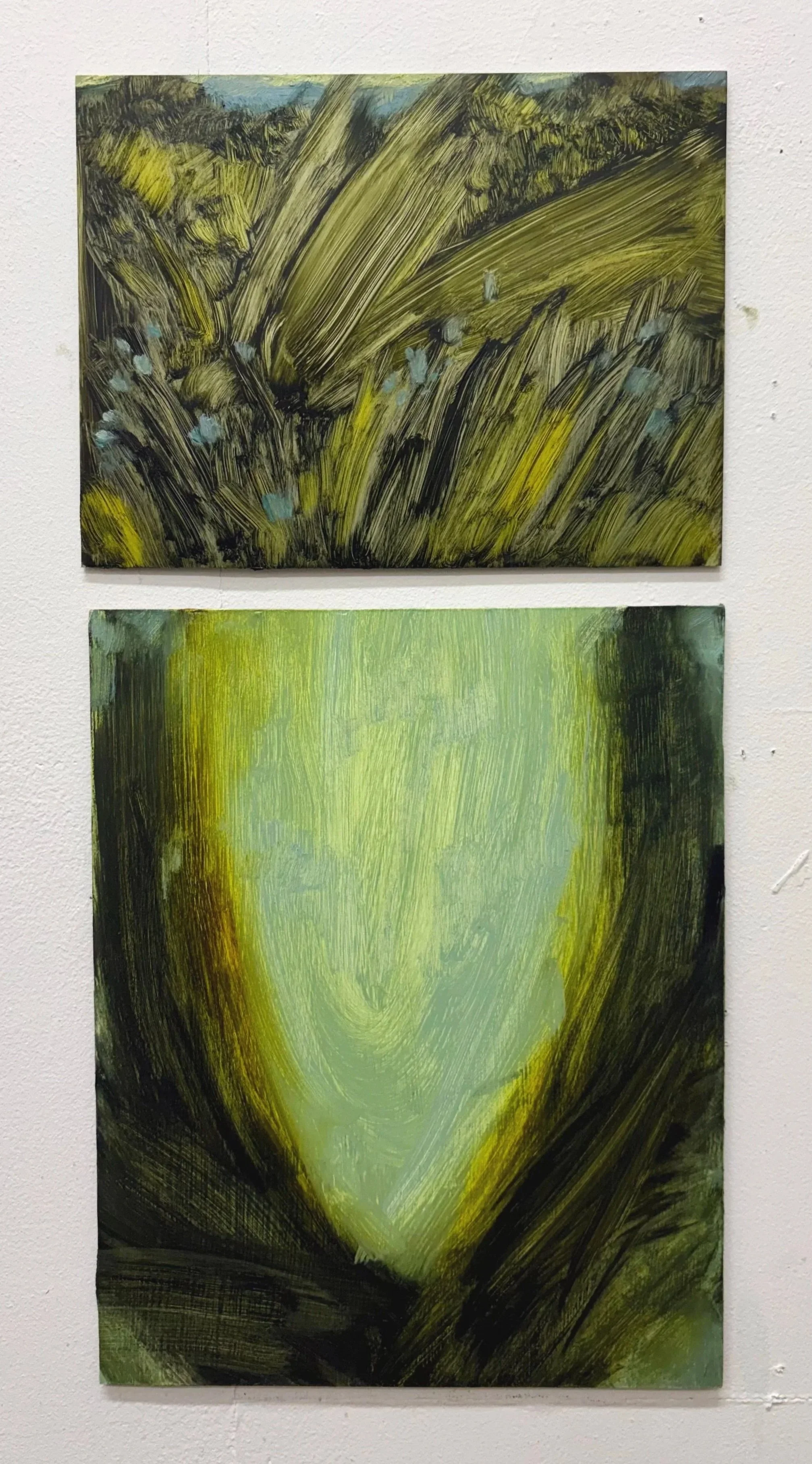 Held as she fell, 38 x 18cm, oil on aluminum and masonite