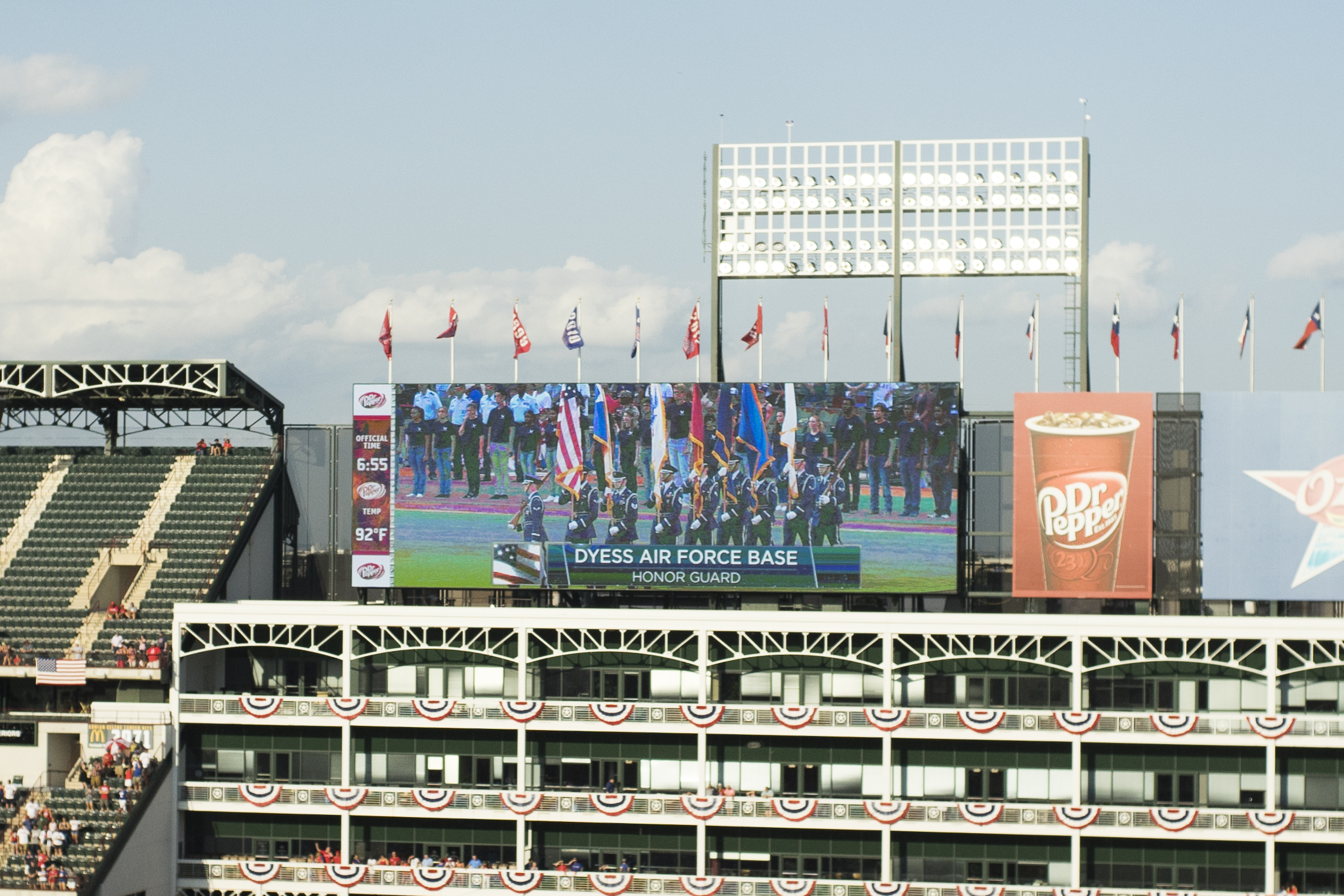 (CROP) Dyess Air Force Base Honor Guard performs during the pregame ceremony. Photo by my uncle, Jaime Martinez. July 4, 2017