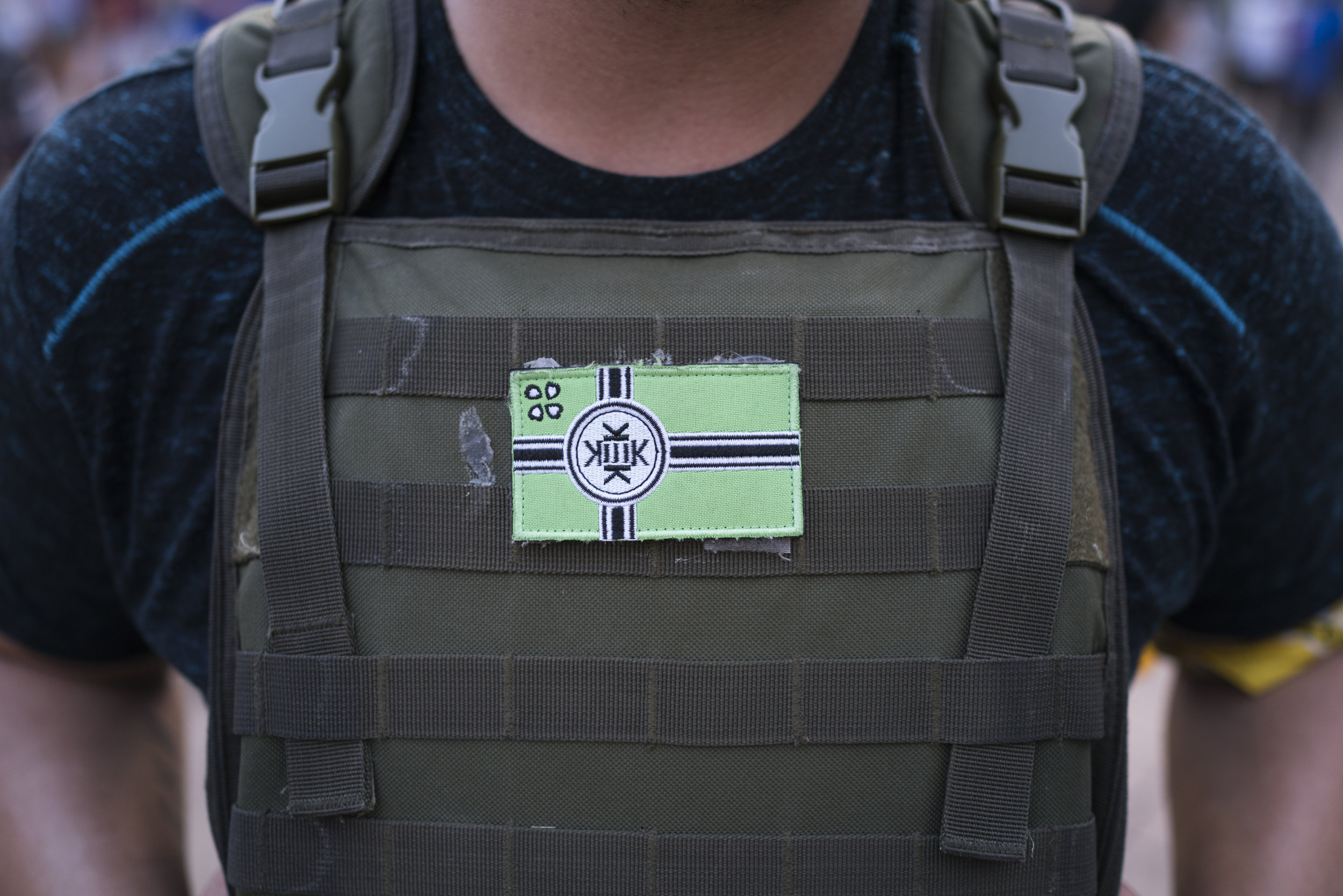 Up-close photo of the Kekistan patch, a meme created by 4chan as a parody of identity politics. August 19, 2017