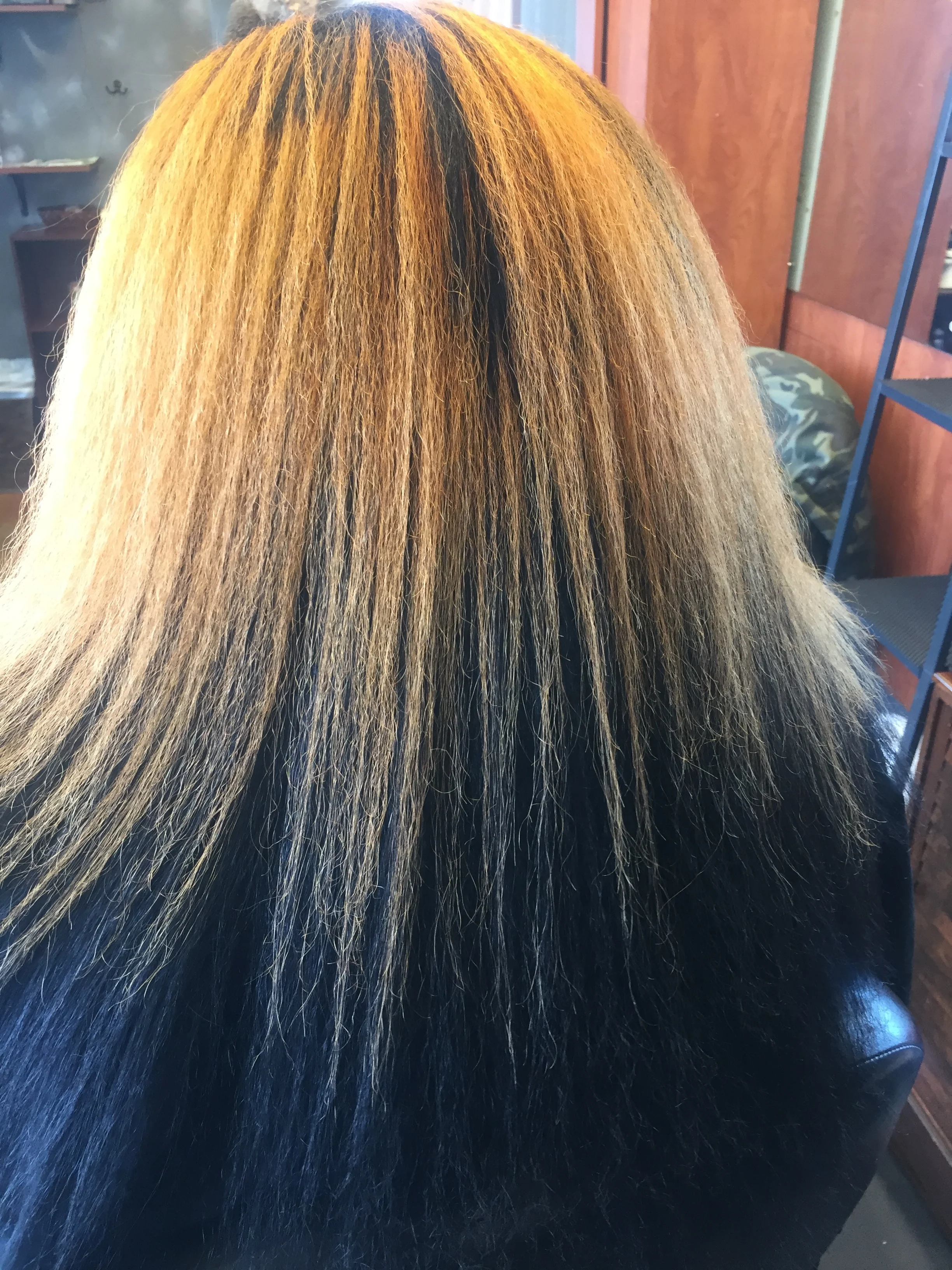  Before: Blonde ombre color &amp; blow dry on long natural hair 