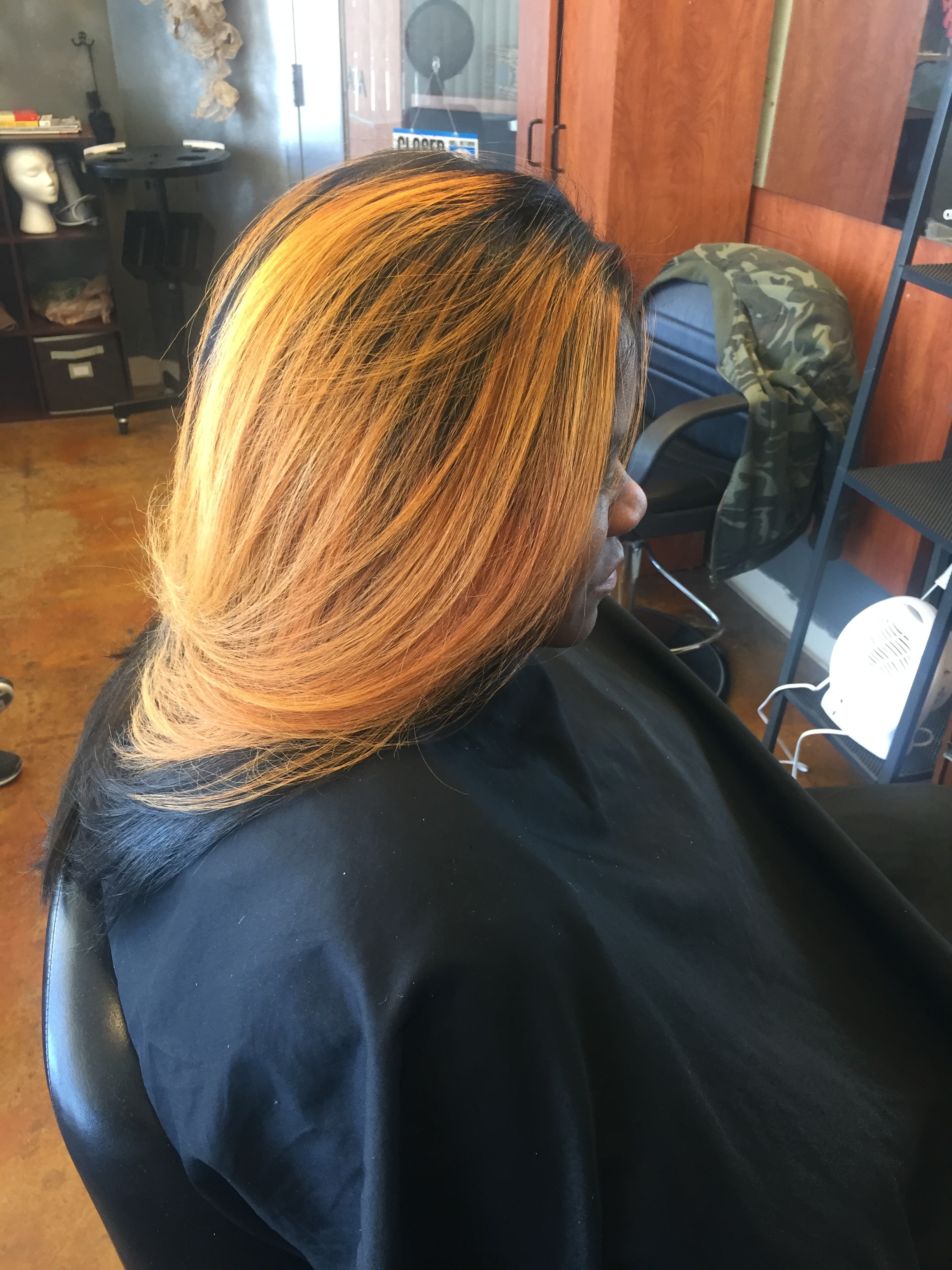  AFTER: Blonde ombre color, blow dry &amp; flat iron on long natural hair 