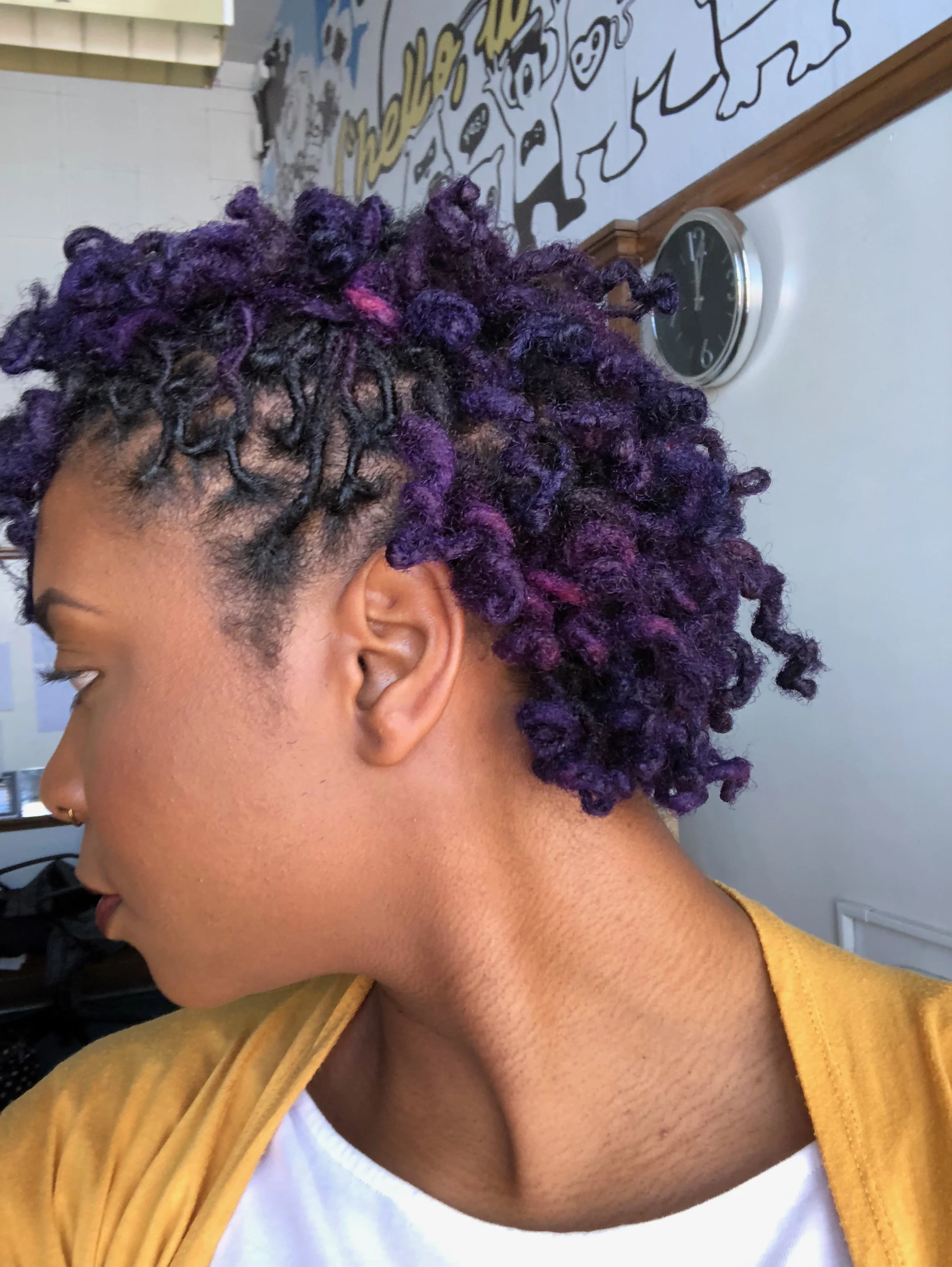  Purple color, loc retwist, and rod twist (side view) 