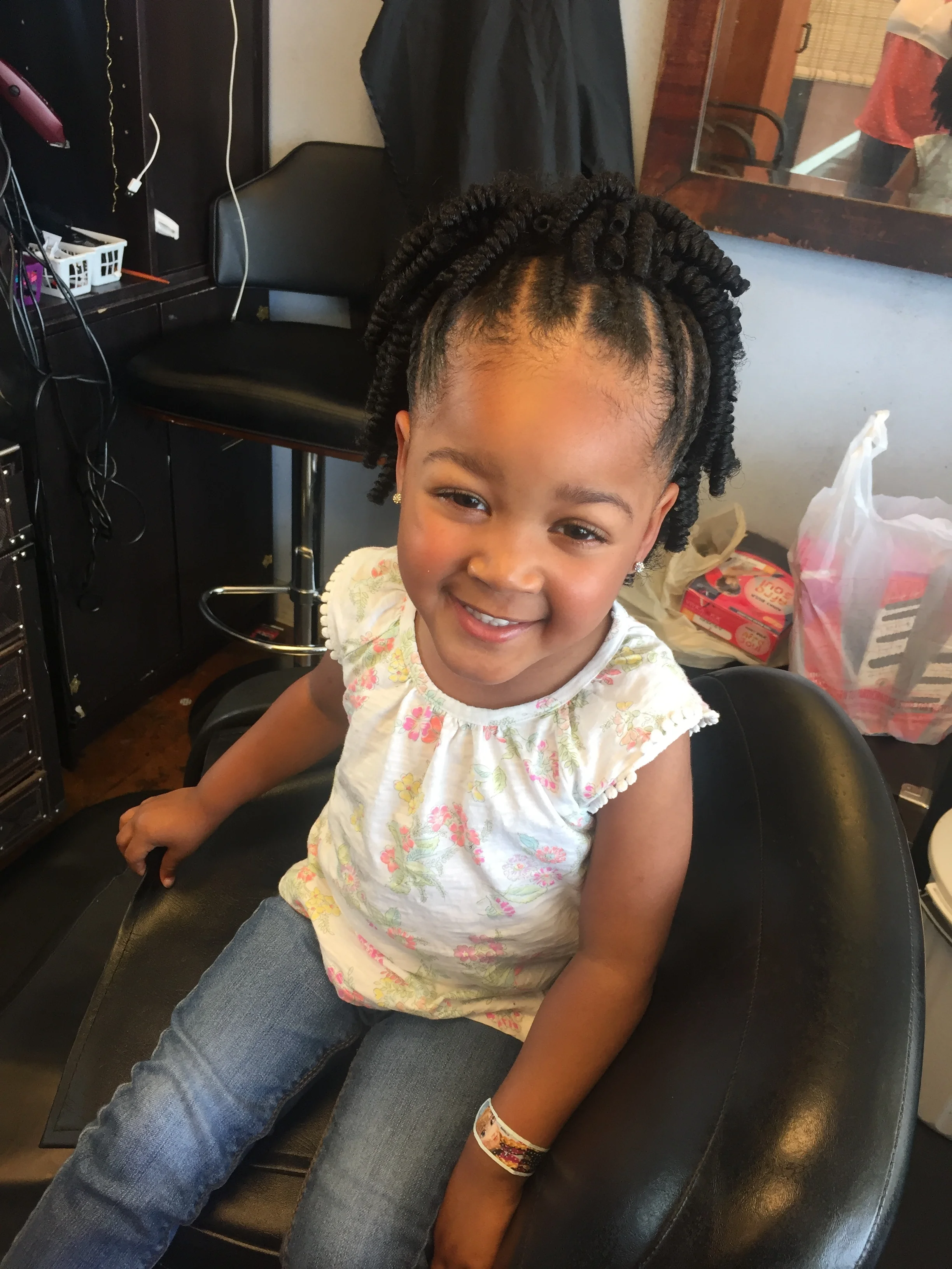  Protective style crochet braids on child (front view) 
