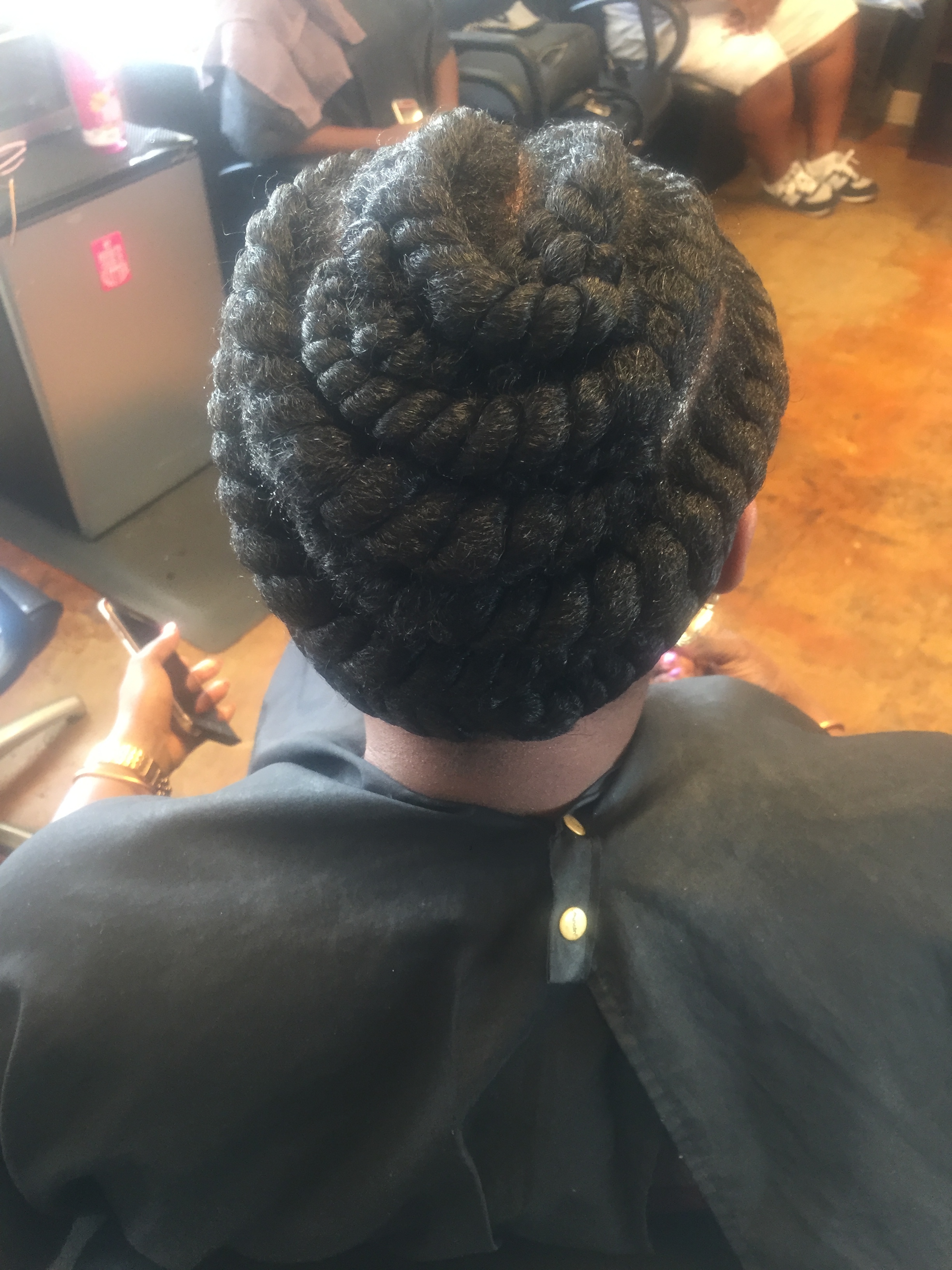  Flat twists protective style on natural hair (back view) 
