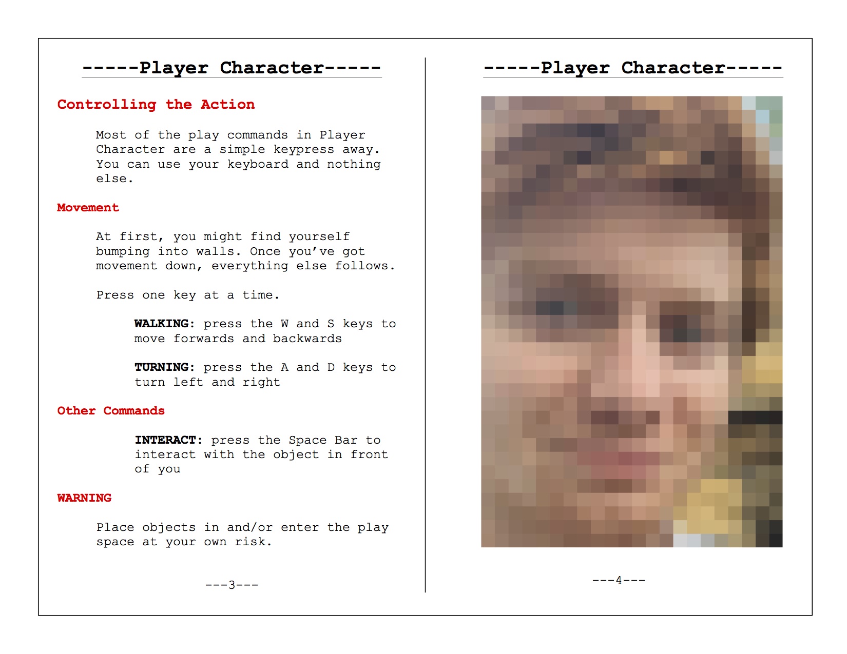 Player Character performative installation (2015)
