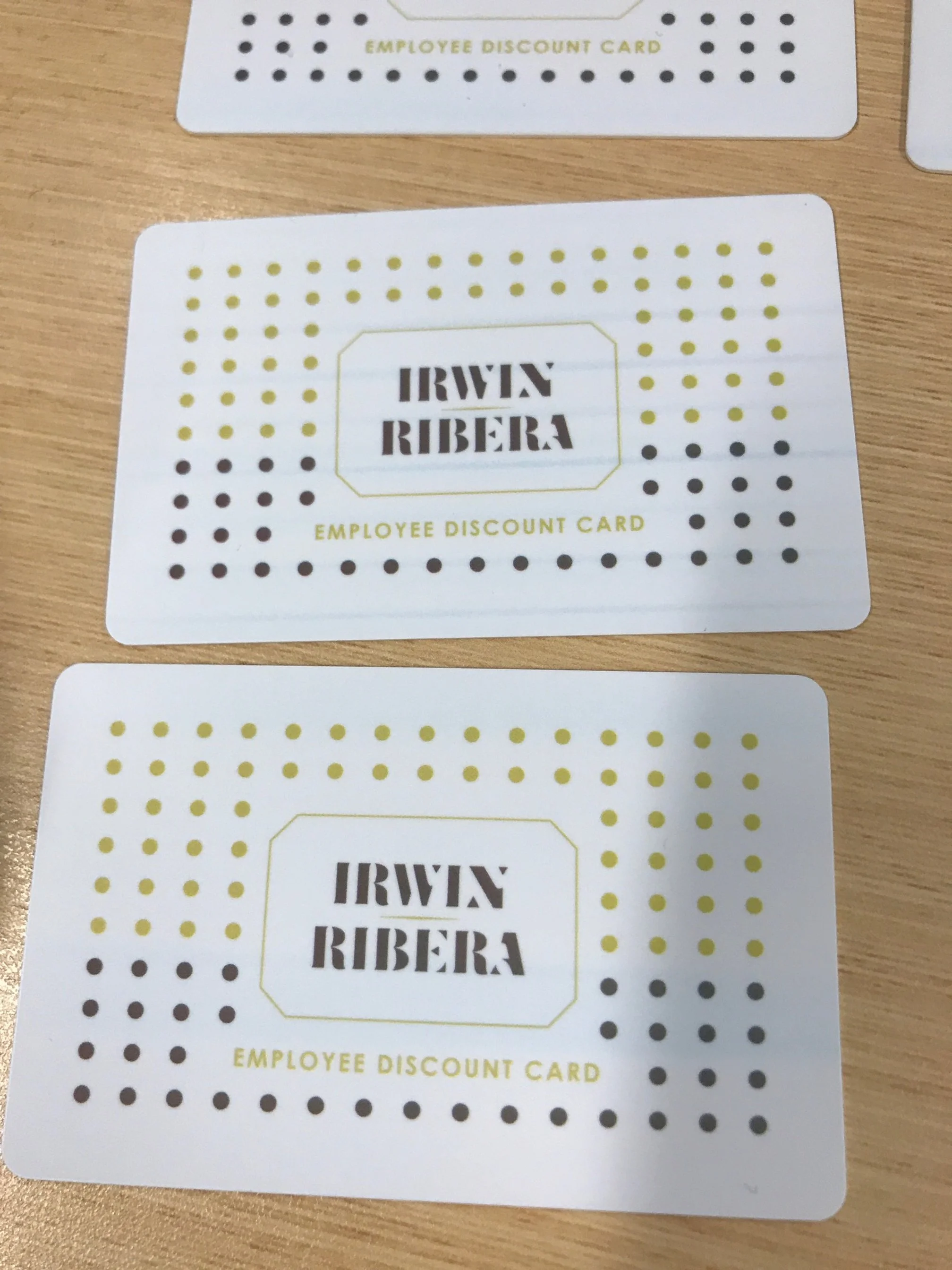 Irwin Ribera Employee Discount Card