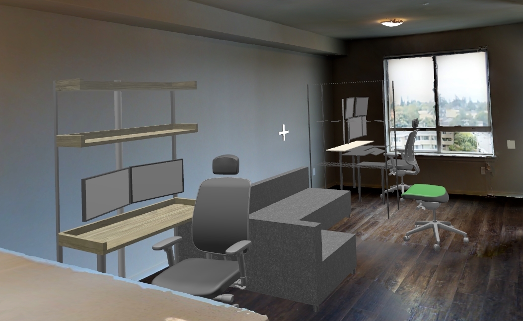 A screenshot from JanusVR of the apartment soon after receiving the 3D files.
