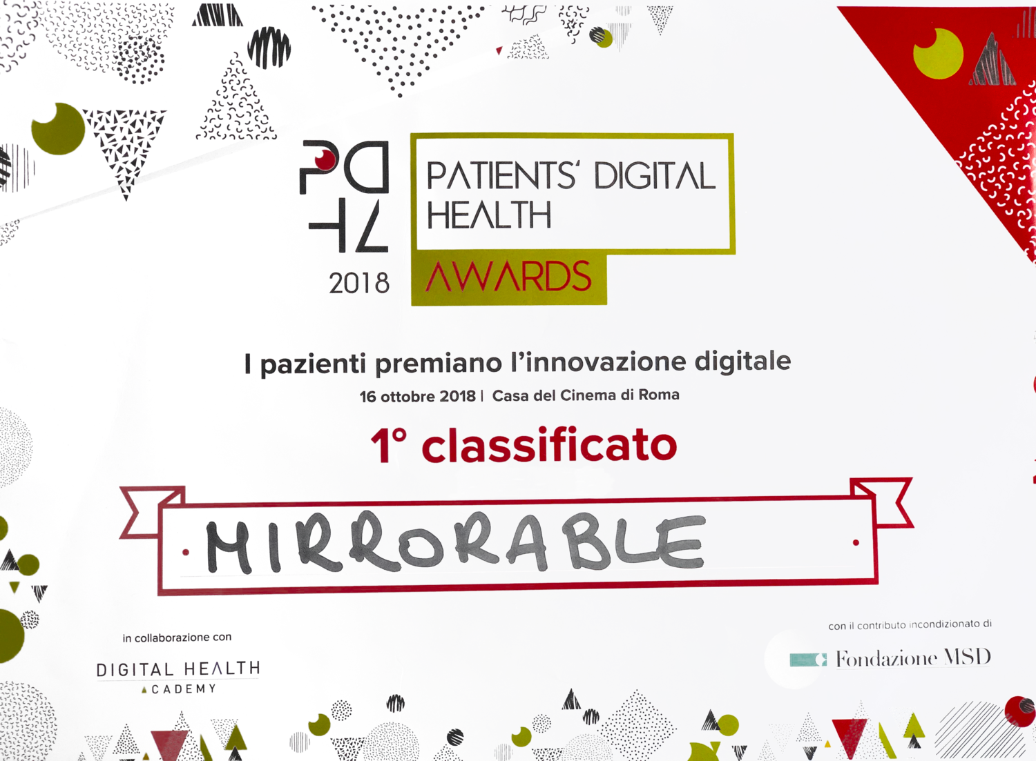 Patient’s digital health award - 1° Classificato