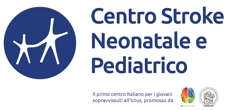 Image of the “Centro Stroke Neonatale e Pediatrico”’s logo: a stylised family with the FightTheStroke and Gaslini Hospital logos