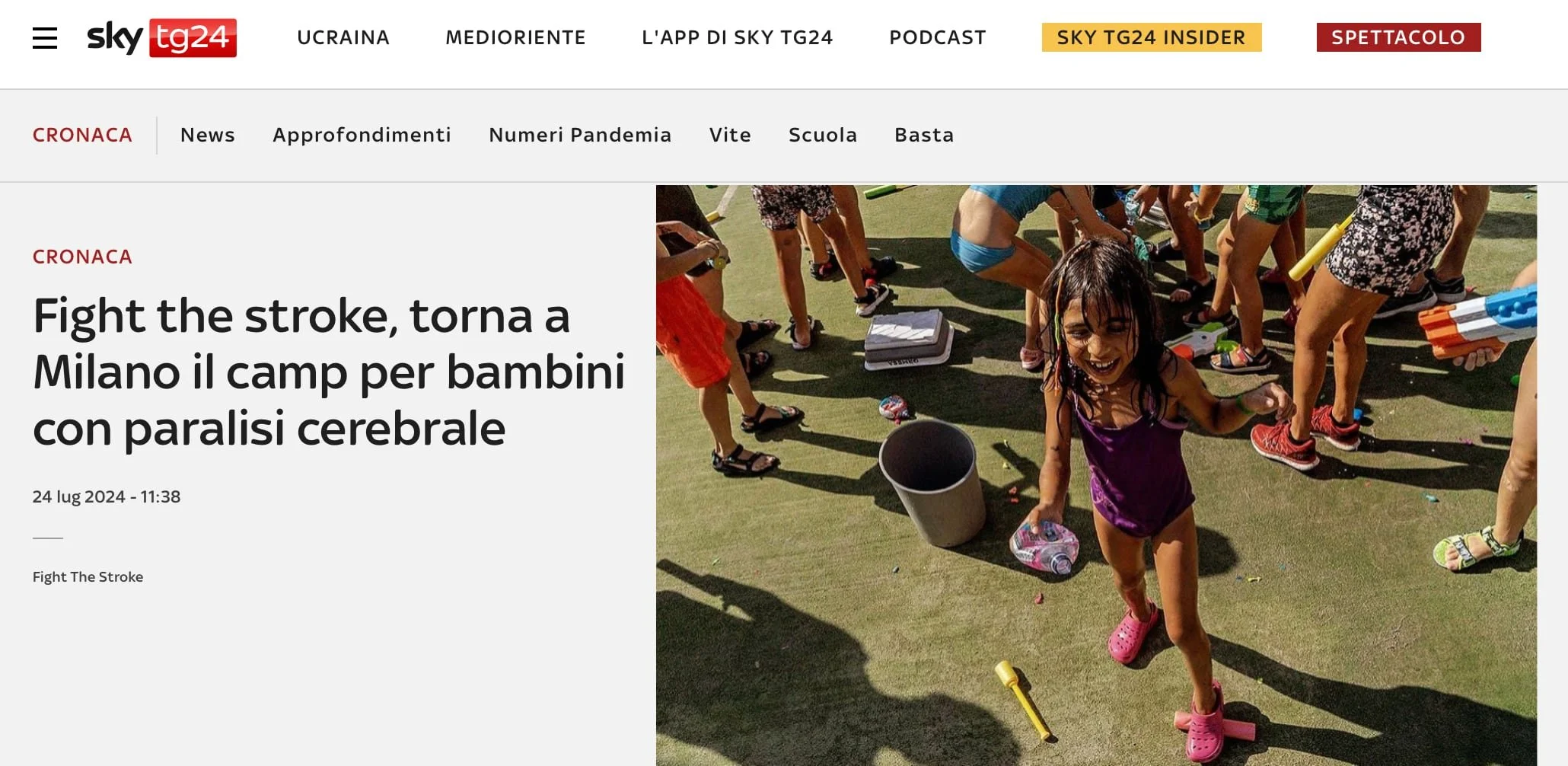 SKY TG 24 - Fight the stroke, torna a Milano il camp per bambini con paralisi cerebrale