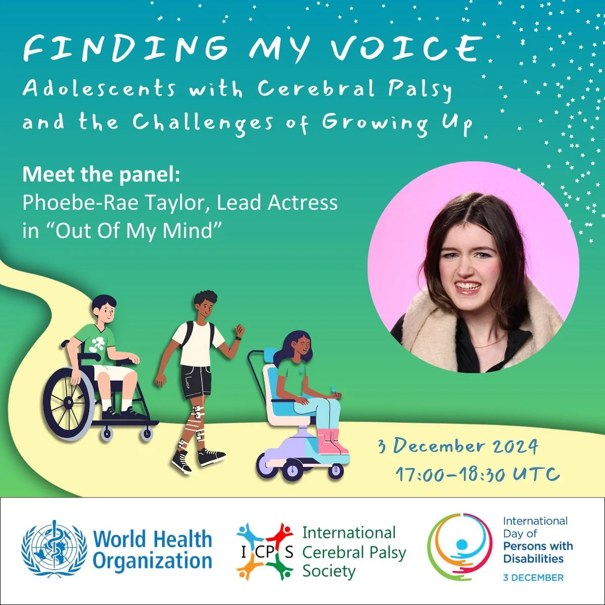 Il 3 Dicembre ascoltiamo insieme la voce degli adolescenti di tutto il mondo con una disabilità di Paralisi Cerebrale