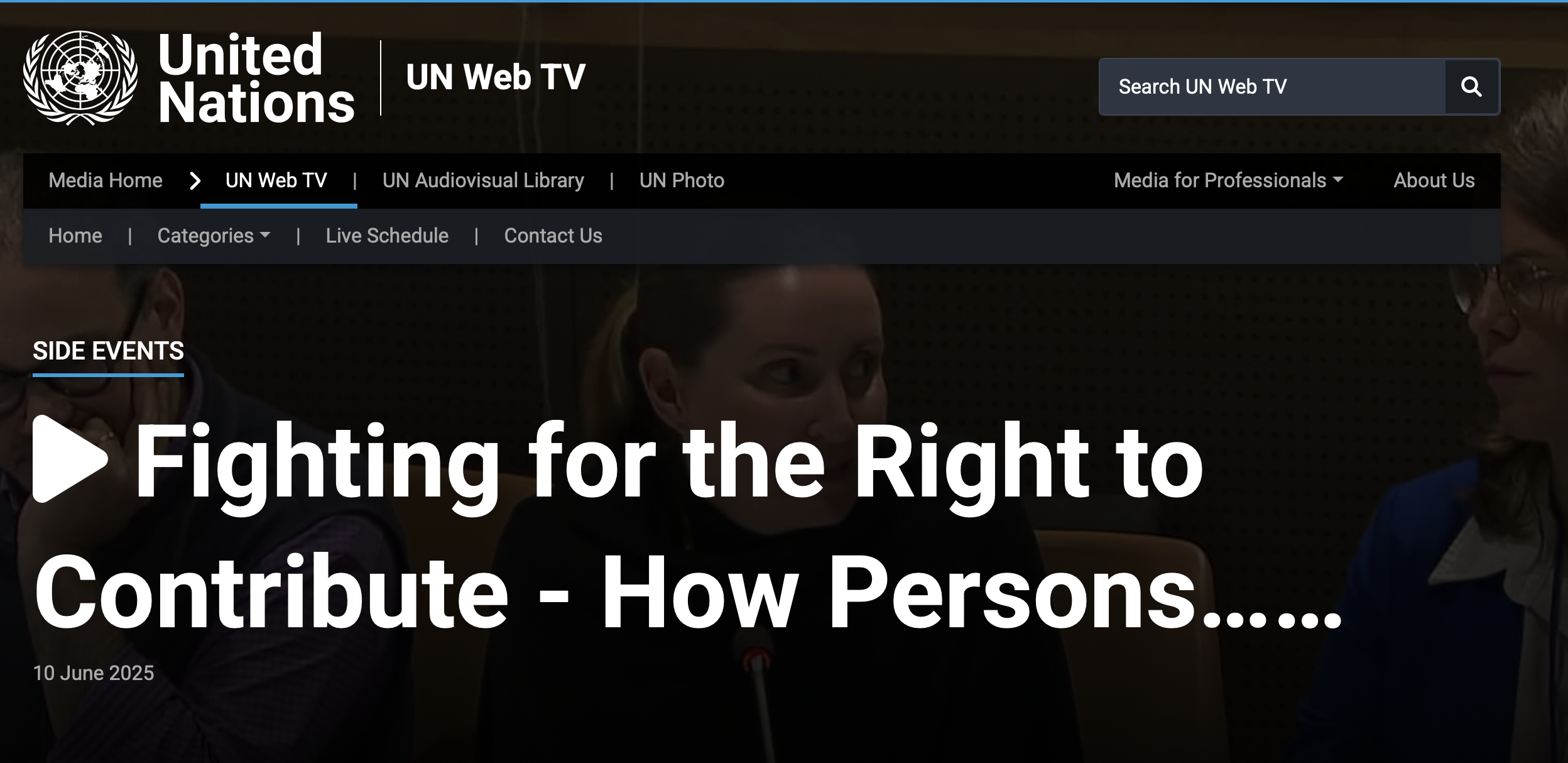 United Nations: Fighting for the Right to Contribute - How Persons with Cerebral Palsy Overcome Barriers to Participation and Contribute to Social Development(CRPD-COSP18 Side Event)