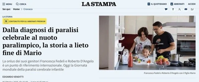 La Stampa: Dalla diagnosi di paralisi celebrale al nuoto paralimpico, la storia a lieto fine di Mario