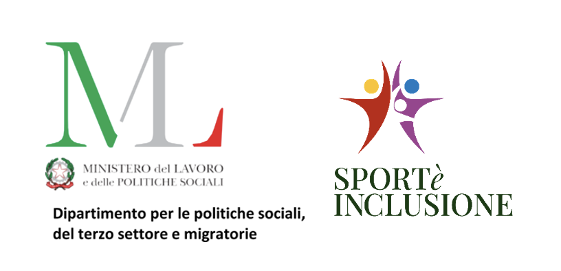 Loghi del Dipartimento per le politiche sociali del terzo settore e migratorie e Sport è Inclusione