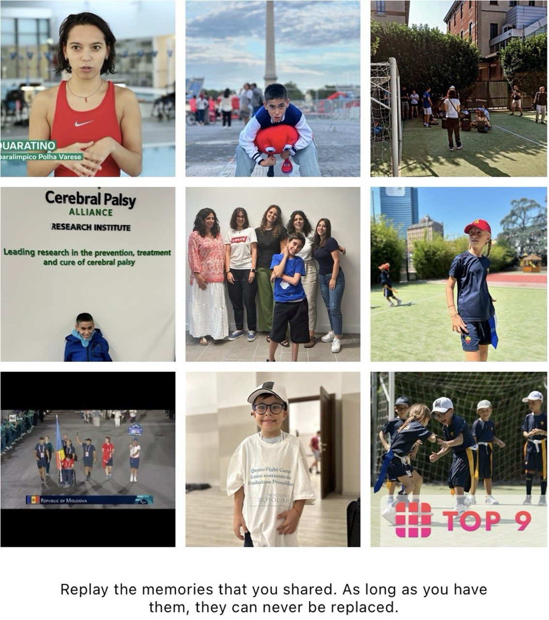 Foto dalla app Top9 che rappresenta i 9 post di Instagram con più visualizzazioni e interazioni