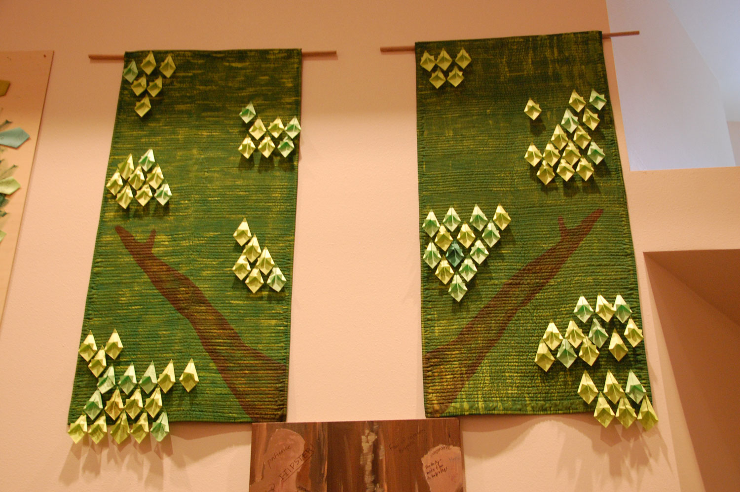 Michelle Winter's tree tops incorporated quilting in as symbols for comfort and safety.