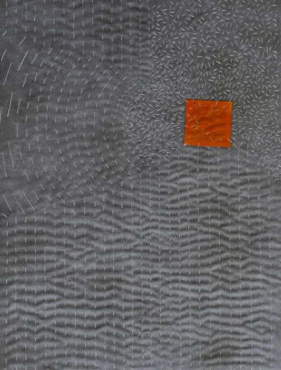 The Holy Spirit Disturbs Us, Michelle Winter ©2016 cotton thread on cotton fabric stitch mounted to 16x20" museum board