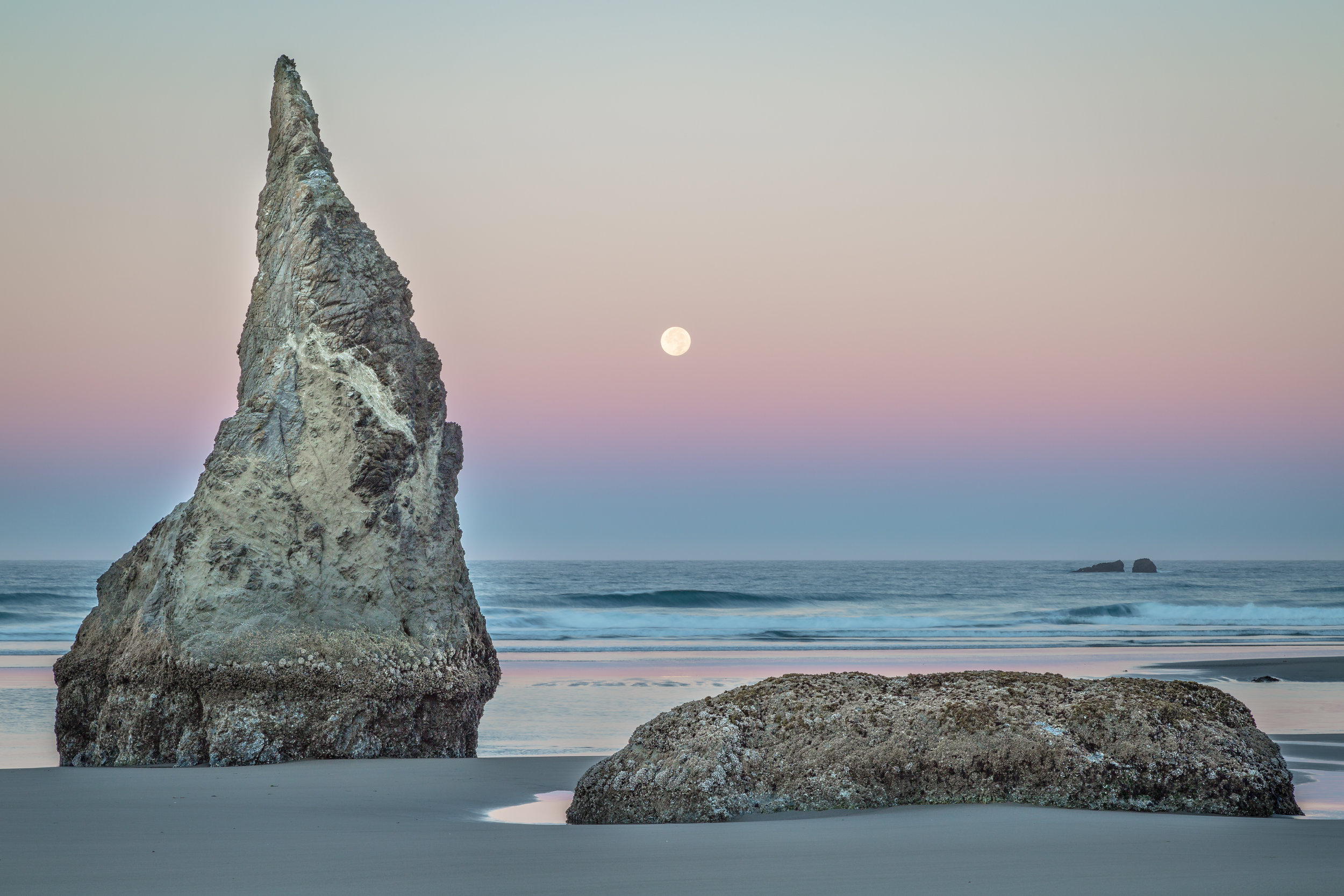 Early Morning Moonset, Bandon Beach