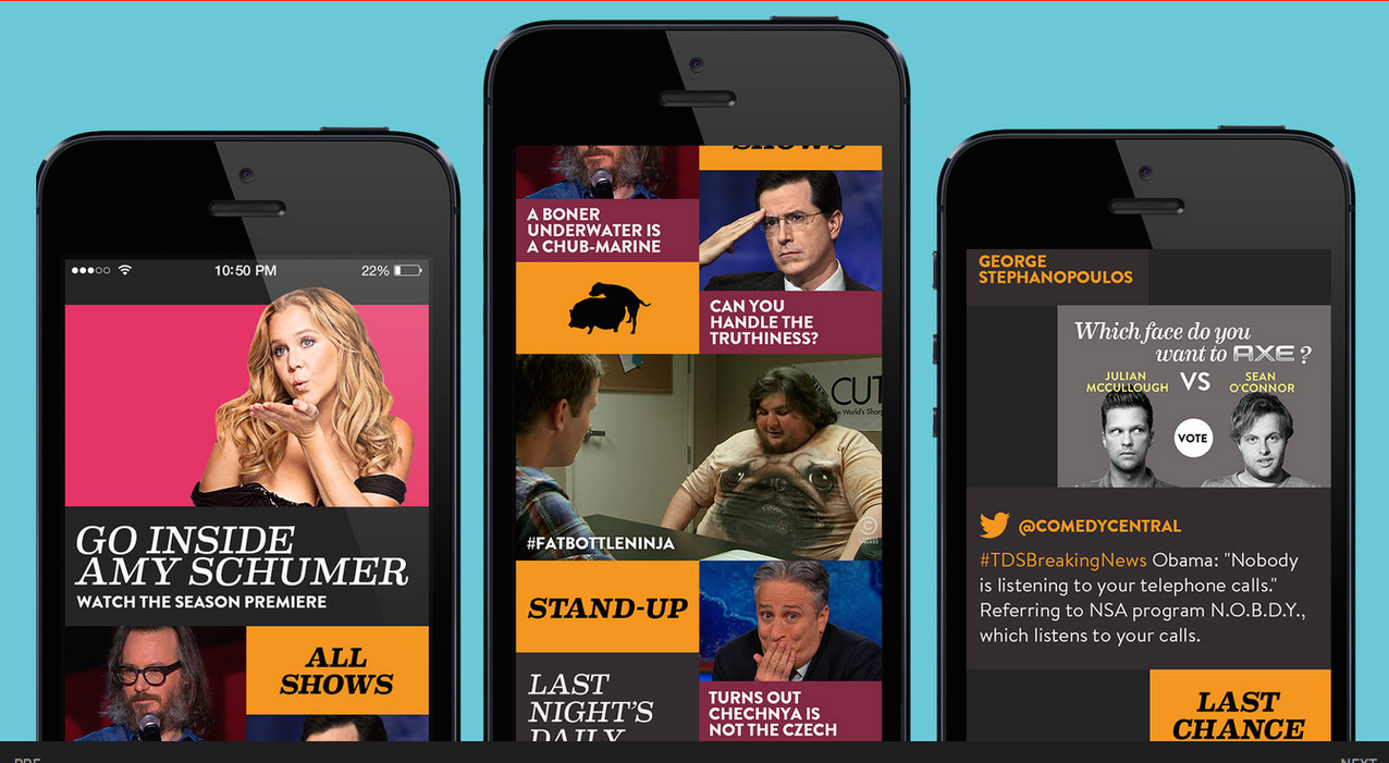 Working on Comedy Central's digital experiences was not only fun, but this iteration of the app was the #1 download in the iTunes store.