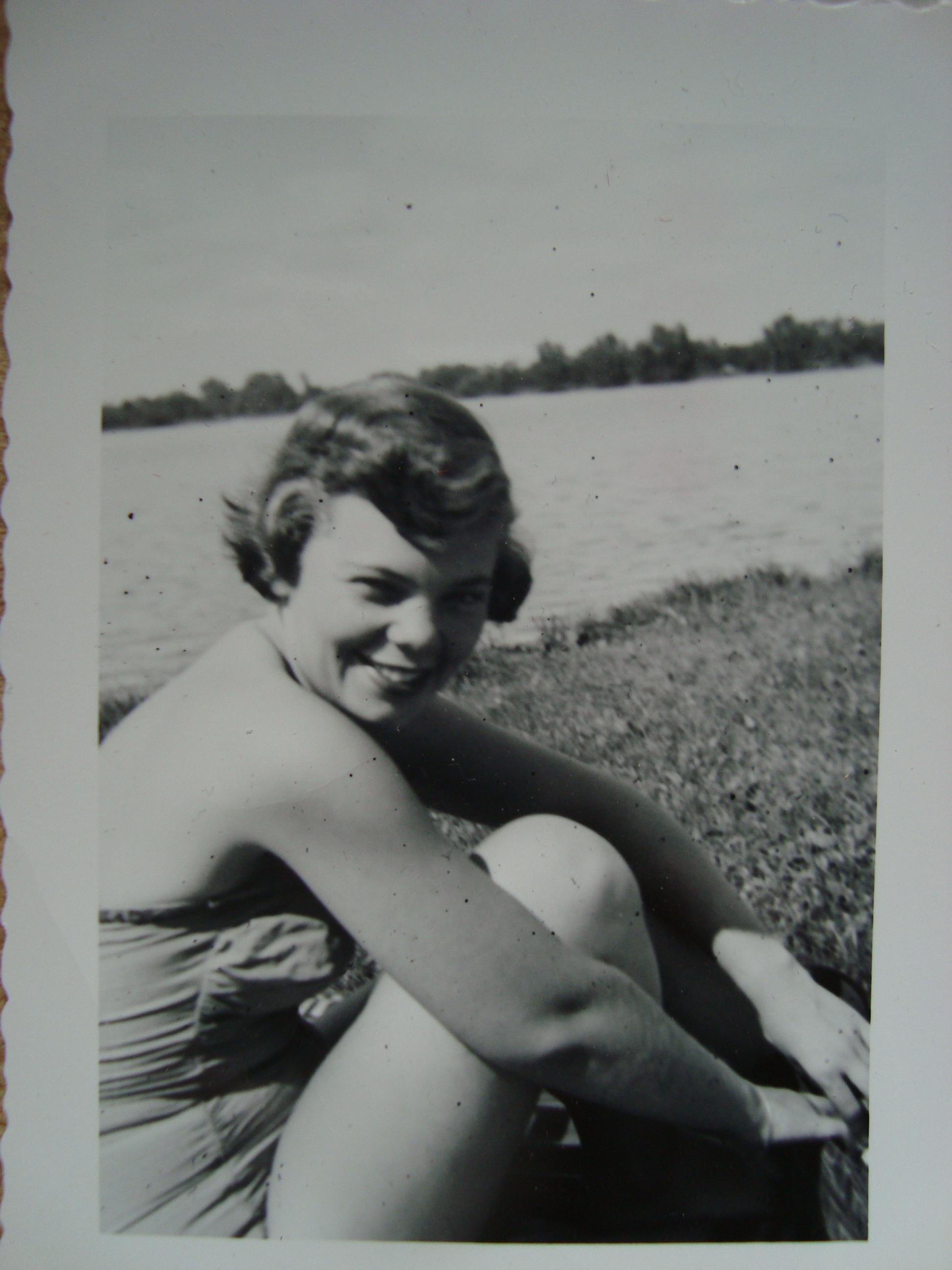 My mom having a good time by a lake in Minnesota in the early 1950s.