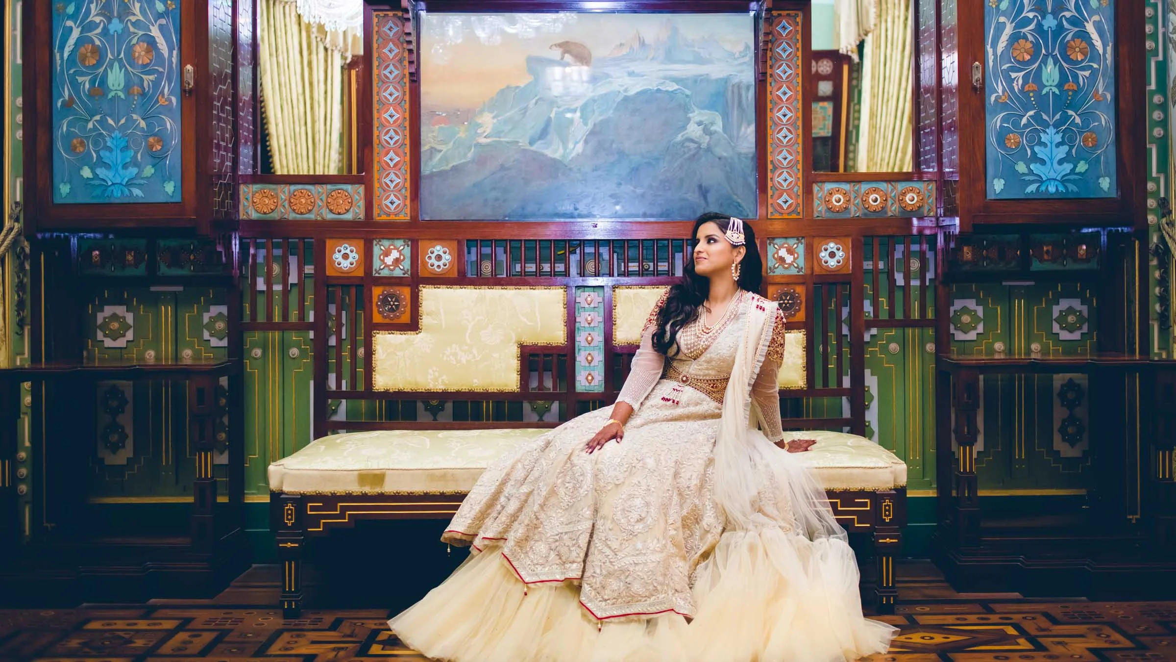 Regal bride at Taj Falaknuma Palace Telugu Hyderabad Wedding