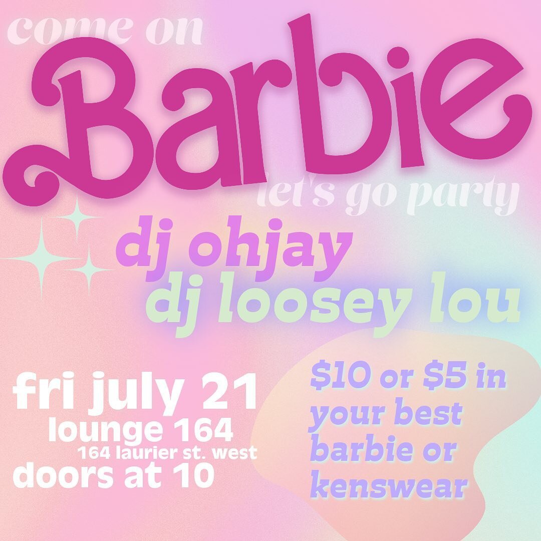 hi FRIENDS!!!!! omg so excited to announce that on july 21, @lougi3n and I will be throwing a barbie party at @thelounge164 💖 invite your crushes, your frenemies, and all the barbies and kens in your life 🎀 I&rsquo;m v excited for a femme celebrati