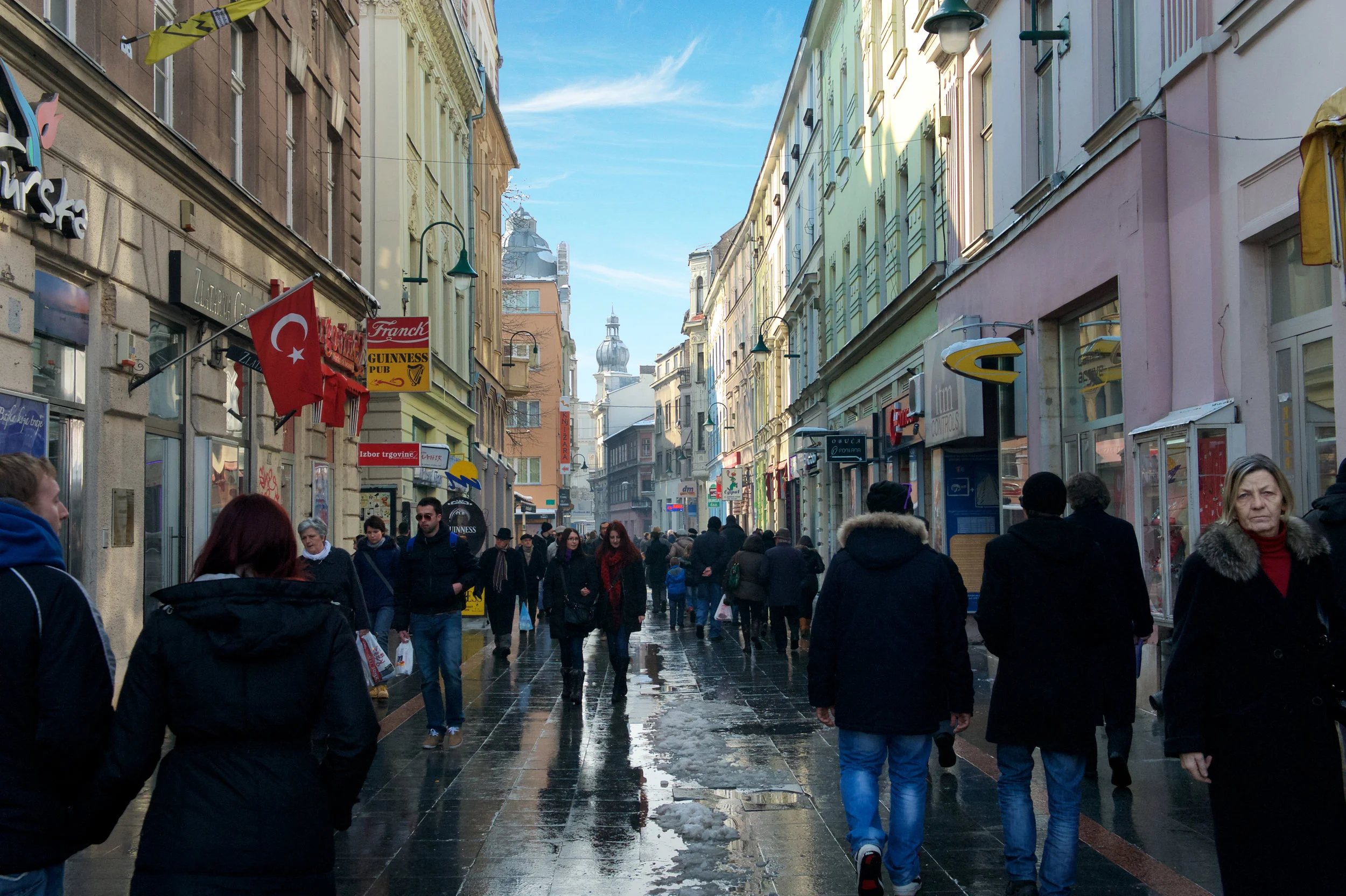 Ferhadija, Sarajevos main shopping and entertainment district.