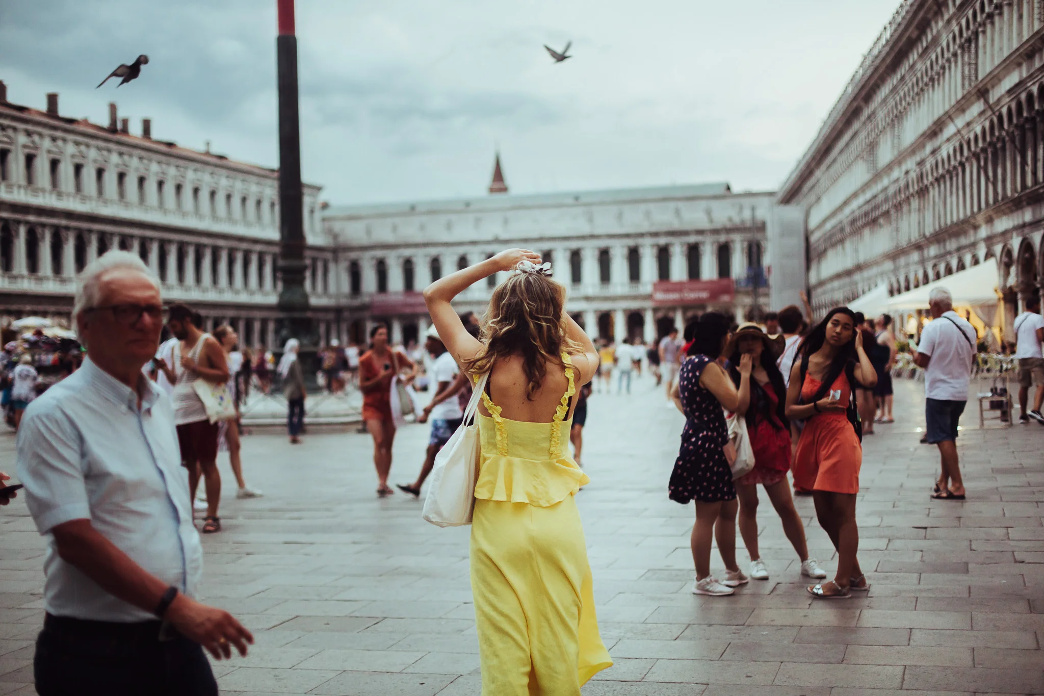 26.07.2019 Belle in Piazza San Marco, taking photos of the lightning.