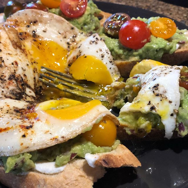 A recovery brunch for one with avocado toast crostini&rsquo;s and a few soft eggs. #loftlife #afterparty #recovery